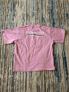 Balenciaga T Shirt Kids 120/6-7 USA Pink Back Logo Tee